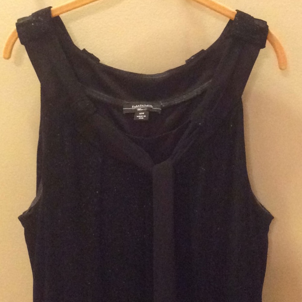 R & M RICHARDS BLACK SEQUIN DRESS W/ SCARF DETAIL, SIZE:18W